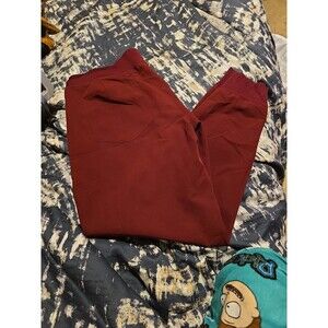 Petite Small Mandala Scrub Bottom Joggers Burgundy